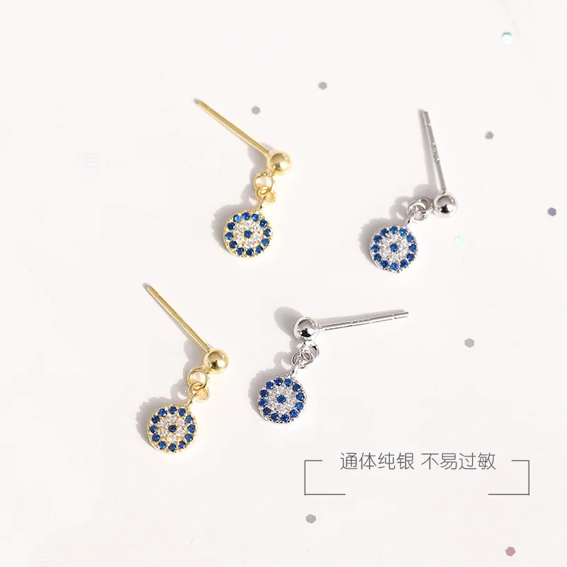 evil eye earring 100% 925 Sterling silver Jewelry fashion Hypoallergenic Stud earrings for women gift