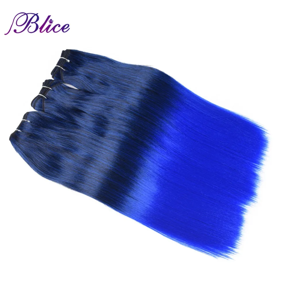 Blice синтетические волосы для плетения 18 дюймов Mix # 1B/Blue Yaki прямые двойные длинные