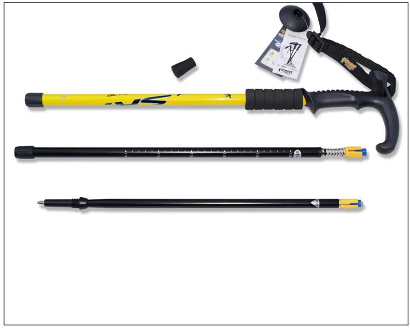 Pólo de Esqui Bengala de Trekking 2018 Muleta Ajustável Caminhadas Esqui Escalada Camping Telescópica Cane Alpenstock Alumínio Choque 21 ajustável caminhadas alpenstock choque alumínio escalada de acampamento cana telescópica