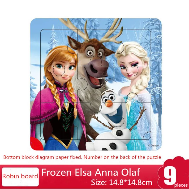 Disney Холодное сердце Эльза и Анна Принцесса София Первый пазл 9/16 из мультфильма «Холодное сердце деревянная детская игрушка для раннего развития для мальчиков и для девочек подарок на день рождения