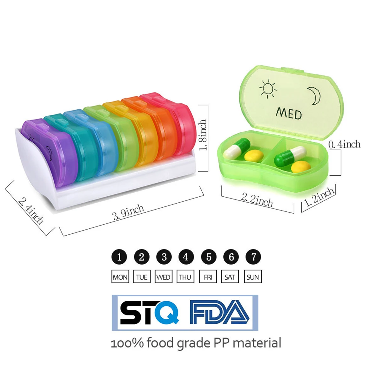 Портативный 7 дней таблетки коробка мини таблетки Организатор Еженедельный Радуга медицинские контейнеры планировщик бутылка коробок