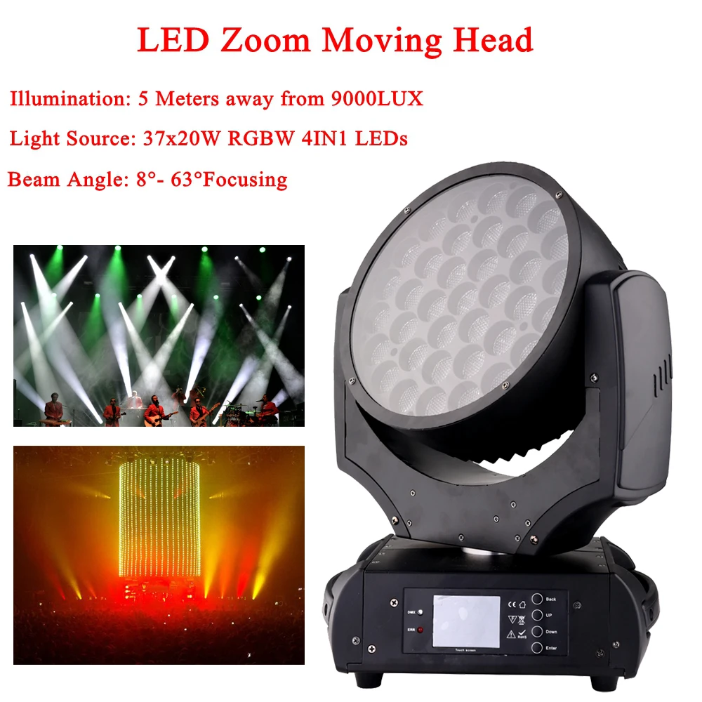 37x20W RGBW 4N1 LED Zoom Moving Head Wash Beam Light DMX512 Led Moving Head Wash Effect Lights Sound And Professional Lighting