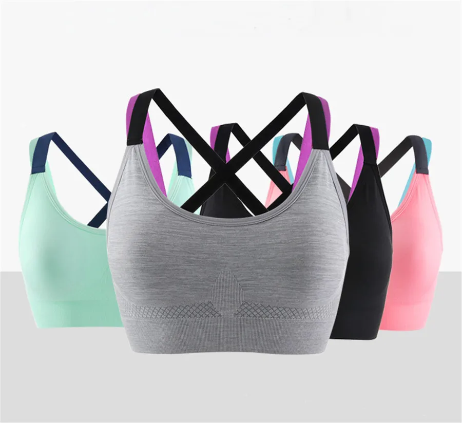 Seamless Rimless Cross Yoga Sports Bra Woman Comfortable Sport Top Female Breathable Gym Brassiere For Fitness Workout 2018  (2)