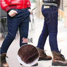 Новая коллекция зимних джинсов для мальчиков утепленные джинсы для мальчиков утепленные штаны для детей штаны на резинке штаны для детей повседневные джинсы для мальчиков