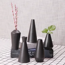 Креативные цветочные вазы для дома, керамическая ваза, домашняя модель, ваза для гостиной, украшение, черная ваза для цветов, европейский стиль