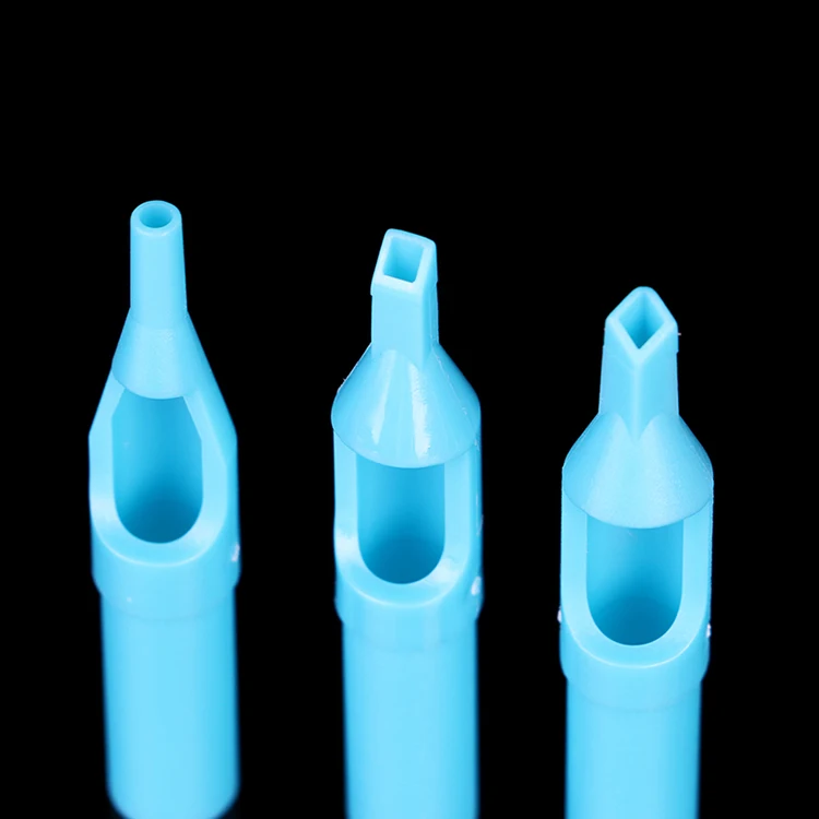 50pcs 3/5/7/9/11/14DT Blue Sterile Disposable Tattoo Machine Gun Nozzle Tips Needle Tube For Tattoo Gun Needle Ink Cup Grip Kits