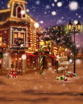 

Snow Christmas XMAS Picture Candy Lights Backgrounds for sale Vinyl cloth High quality Computer printed party backdrop