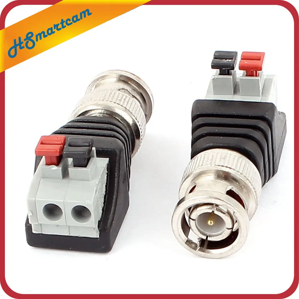 4 Male Coax CAT5 To Coaxial BNC Cable Connector adapter Camera CCTV