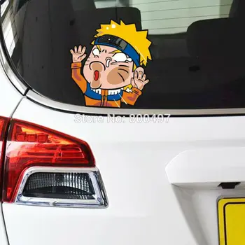 

Newest Car Styling Cartoon Naruto Hitting the Glass Car Stickers Decals for Toyota Chevrolet Volkswagen Tesla BMW Lada
