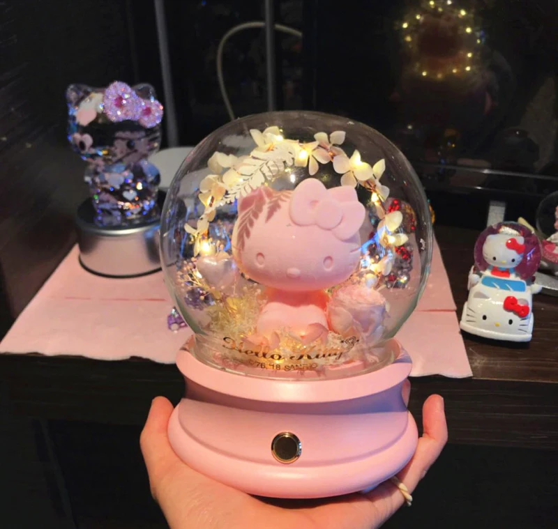 Японский hello kitty Presrved свежий цветок Bluetooth беспроводной динамик розовая роза 1 Сад Музыкальная Шкатулка Ночной светильник подарок на день рождения