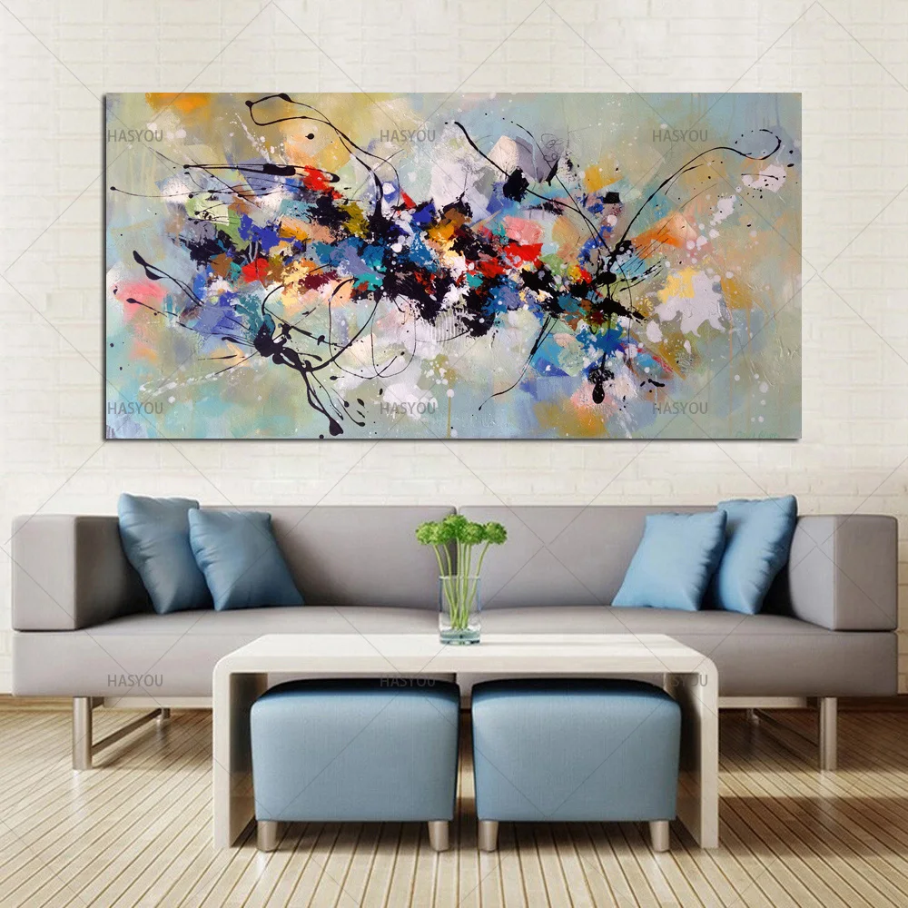 Günstig Beste Neue Bild Malerei Abstrakte Ölgemälde auf Leinwand 100% Handgemachte Bunte Leinwand Kunst Moderne Kunst für Home Wand Decor