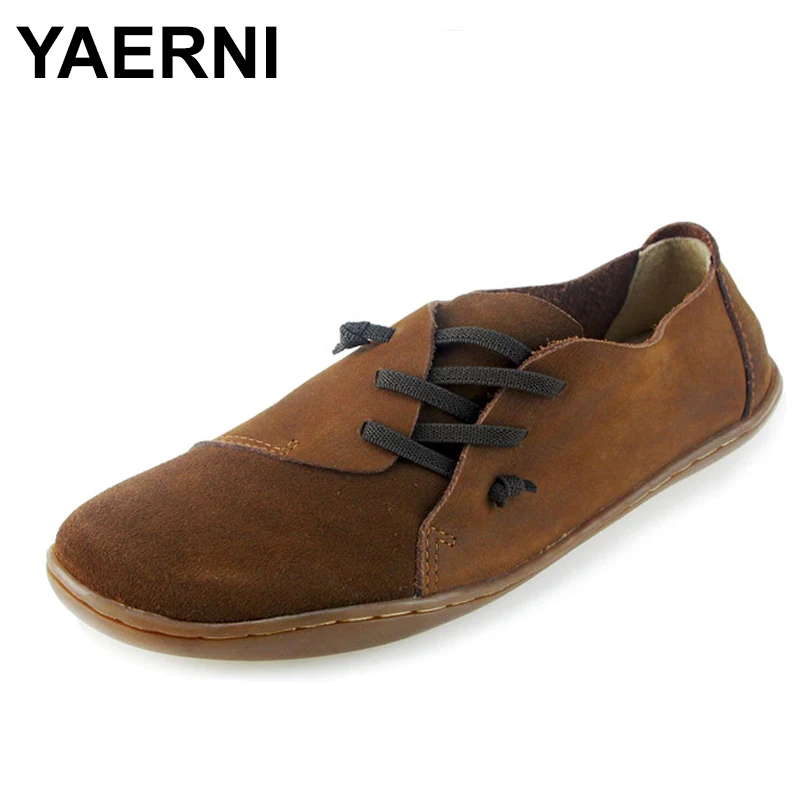 YAERNI Women's Shoes Hand-made Slip on Ballet Flats Genuine Leather Ladies Flat Shoes Plain toe Mary Jane Flats Female Footwear