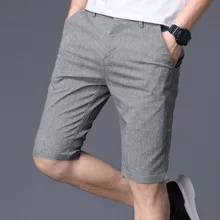 Летние тонкие мужские шорты кэжуал тонкие модные Стрейчевые однотонные прямые мужские