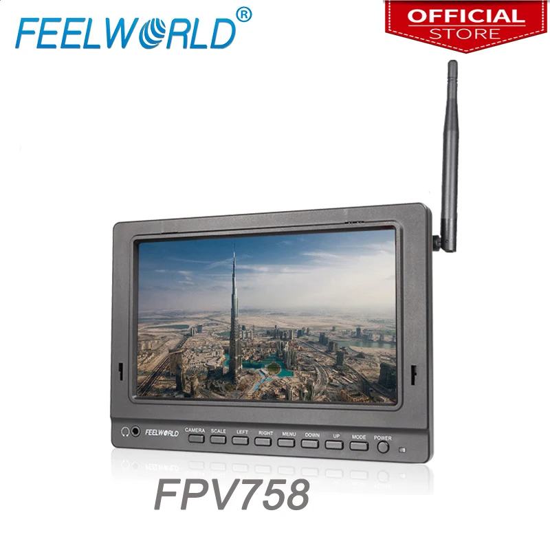 

Feelworld FPV758 7 Inch FPV Monitor with Dual 5.8G 32CH Diversity Receiver Drone Wireless Monitor 1024x600 IPS Monitor