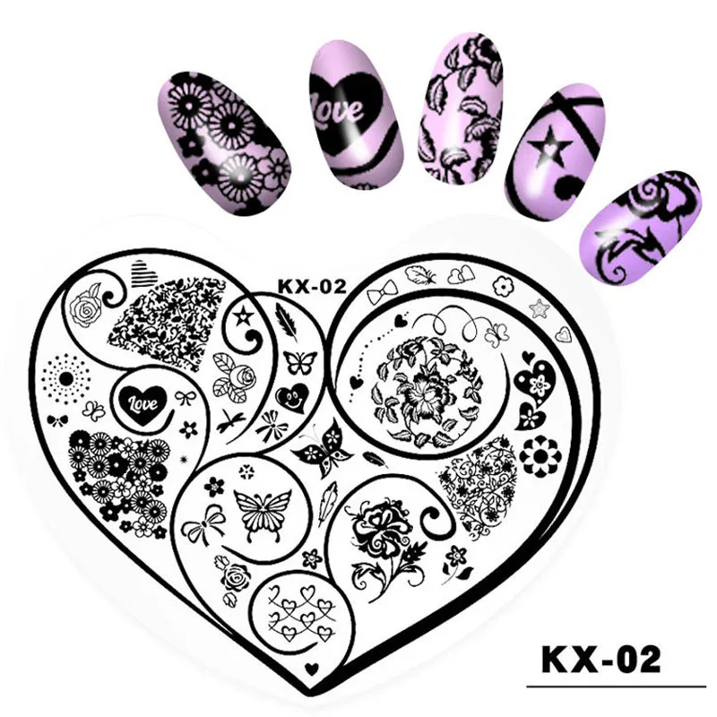 

Love Heart Printing Flower Pattern Plate Environmental Protection Nail Nail Art Stamp Plate Image Template Decorations
