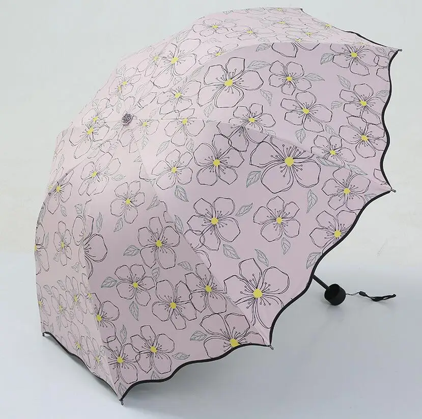 Flower Printed Sun Umbrella Folding Waterproof Summer Rain&Sun Umbrella For Sale UV Protection