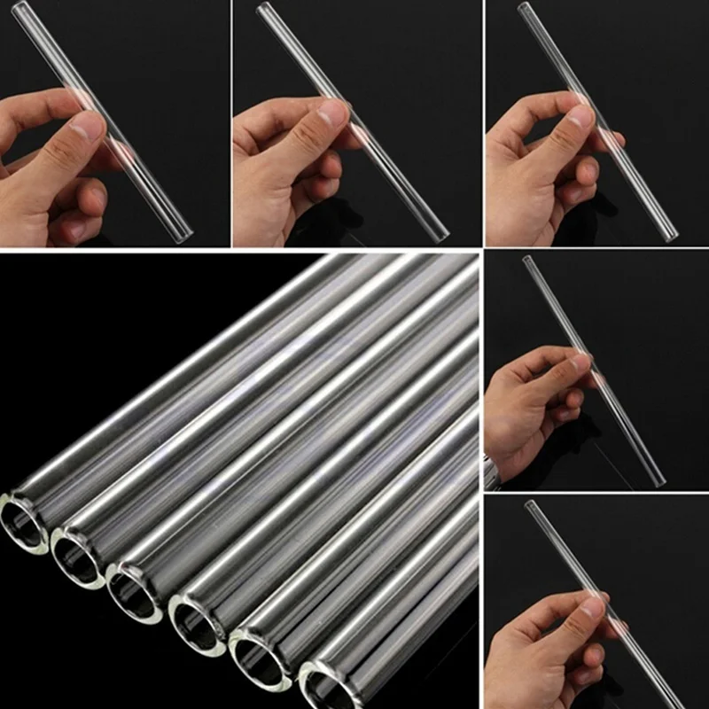

10Pcs/Set Drinking Straws 8/10 Inch Transparent Pyrex Glass Lucency Straight Drinking Straw Birthday Kitchen Bar Party Decor
