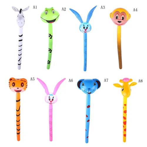 

1pc rabbit monkey tiger snake Cartoon No wounding weapon Stick inflatabel Animal Long Inflatable Hammer Children Toys