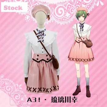 

[Stock]2017 New Game A3!Yusuri Team Summer figure Rurikawa Yuki Dress SJ Uniform Halloween cosplay costume for Adult +Bearbag