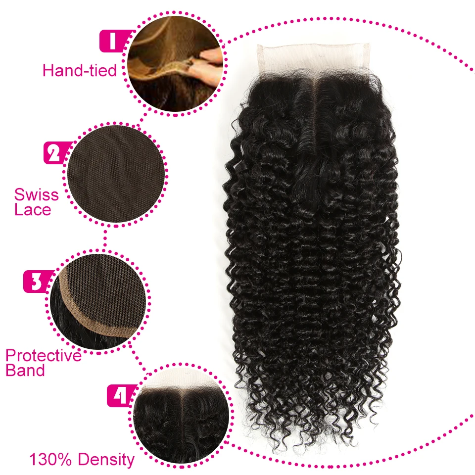Remy Kinky Curly Weave Human Hair Bundles With Closure Peruvian Hair 3 Bundles Kinky Curly Hair With Closure 8 To 28 Inch