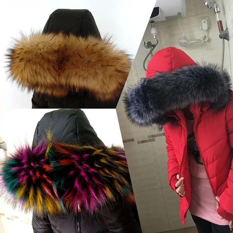 

High quality winter coat collar decor faux fur shawl hat decor faux fox fur scarf fuax raccon fur scarf multi colors coat decor