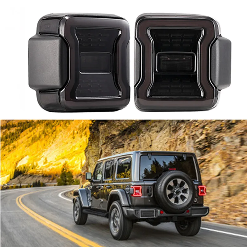 2 шт. для Jeep Wrangler JL 2018 2019 задние фонари Копченый светодиодный задний фонарь