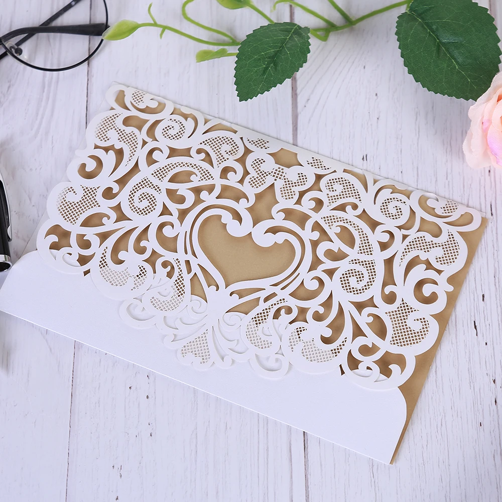 5 Sets Laser Cut Wedding Invitations with Envelopes and Inside Cards for WeddingBirthday PartiesBab - 33059564937