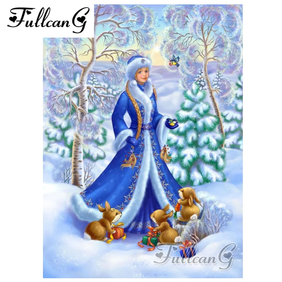 

FULLCANG full square/round drill diy diamond painting "princess and animals" 5d embroidery rhinestone cross stitch kits FC014