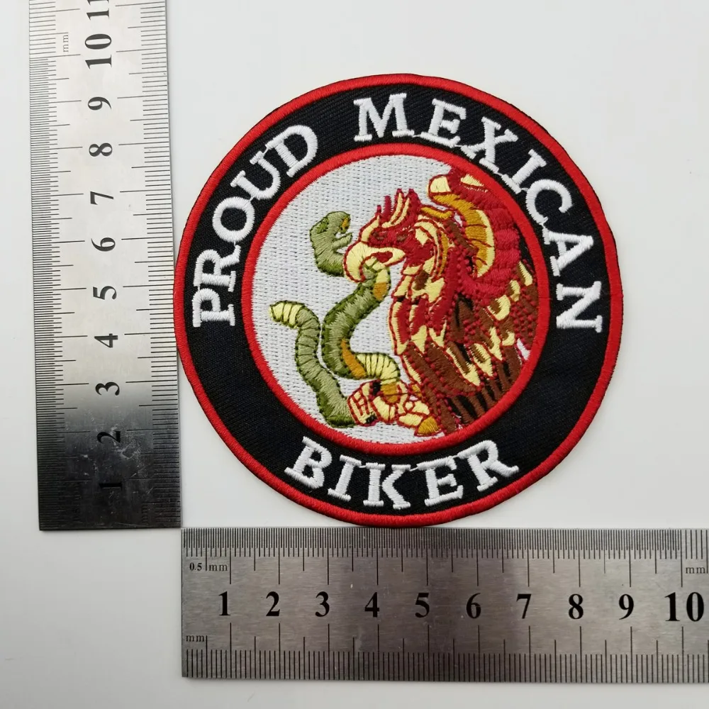 Proud Mexican custom logo biker army rank garment labels decoration embroider iron on patches biker front  patch cloth stickers (2)