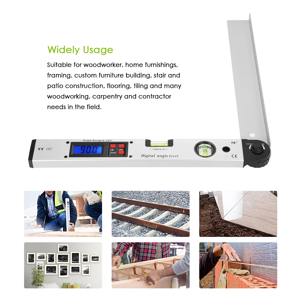 

225 Degree Digital Protractor Multi-Angle Ruler Finder Level Meter Gauge Electronic Inclinometer with Dual Spirit Level