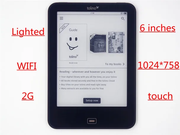 Устройство чтения электронных книг Tolino Vision 2 e reader ink 6 дюймов 1024x758 сенсорный экран