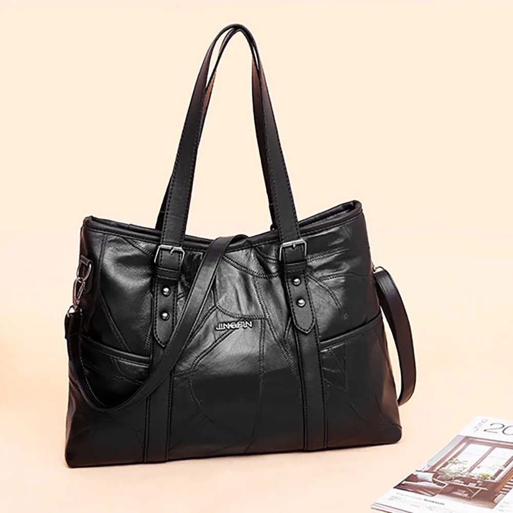 Женская прошитая сумка из овечьей кожи, Большая вместительная сумка через плечо, корейский стиль, сумки-мессенджеры для отдыха, bolsos mujer@ P2