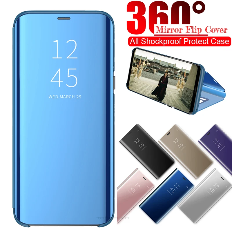 Зеркальный смарт чехол для Samsung Galaxy A3 A5 A7 2017 A8 A9 A6 Plus 2018 J2 J5 J7 J3 PRIME 2 CORE NEO