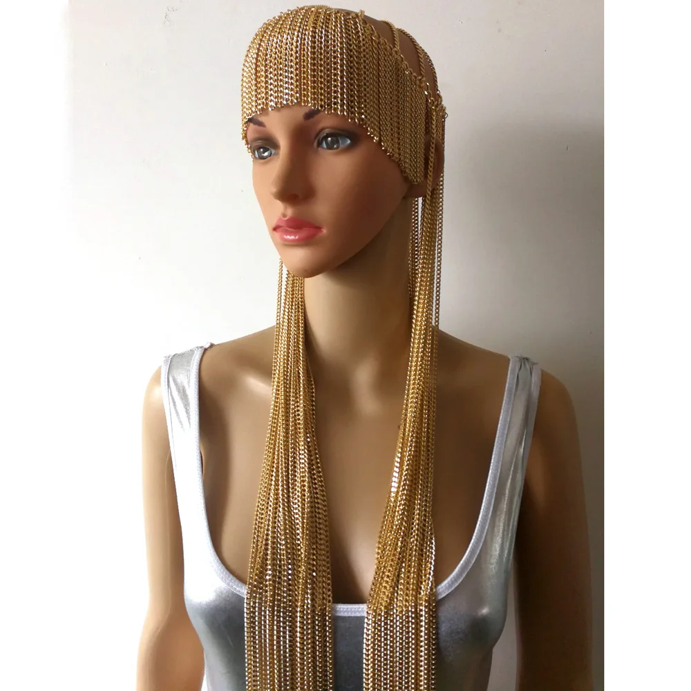 Chran, 3 цвета, роскошные модные женские панк многослойные металлические цепочки на голову, ювелирное изделие, повязка на голову, украшение для волос CRHC901