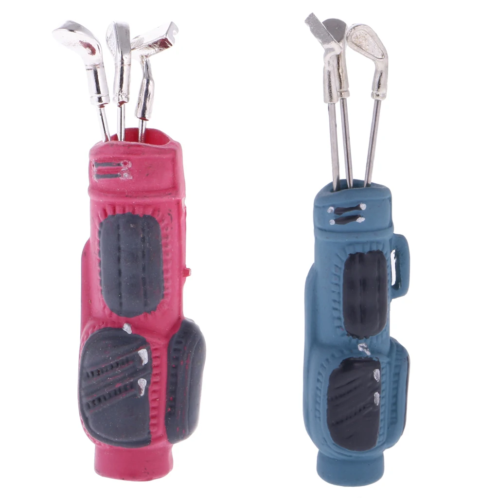 New 112 Scale Dollhouse Miniature Golf Bag with 3 Sticks Classic Toys