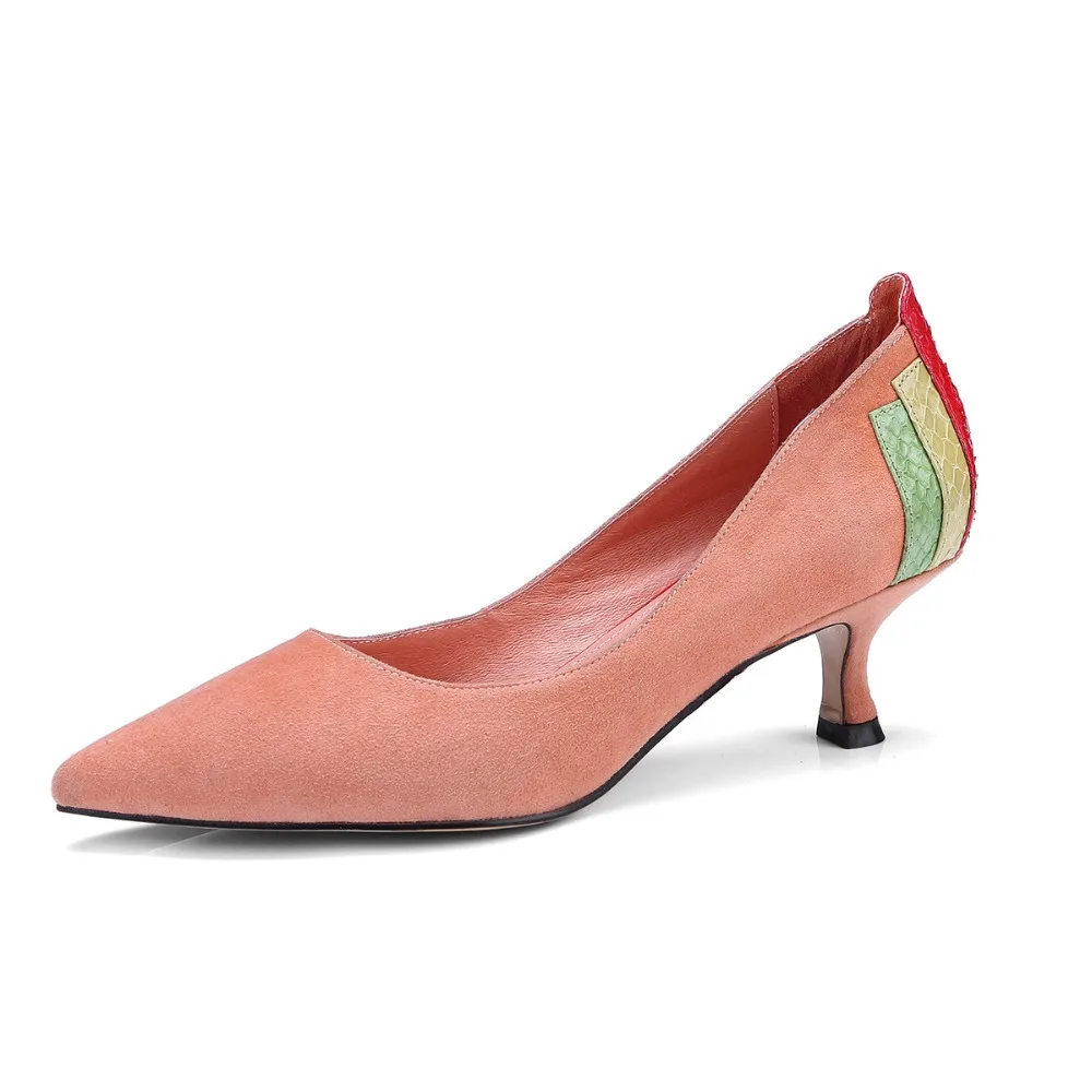 

Brand high-grade spring and summer leather women's shoes with color matching four seasons shallow mouth single shoes women