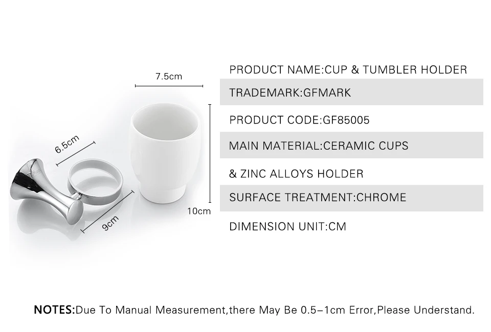 GFmark керамические держатели для чашек и стаканов хромированный, для ванной комнаты Аксессуары для оборудования настенный держатель стаканов из цинкового сплава с чашкой