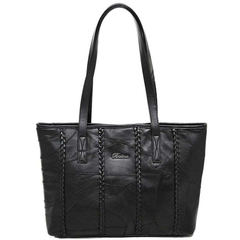 

Women Tote Bag Genuine Sheepskin Patchwork Casual Hand Bags Big Capacity Woman Shoulder Bag Large Ladies Shopping Bags