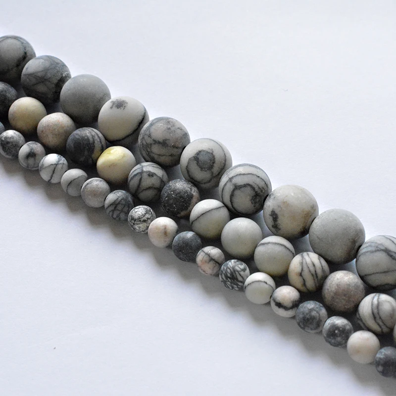 

Natural Stone Matte Network Zebra Stripes Round Beads 4-12mm Wholesale Loose Beads for Jewelry Making DIY Free Shipping