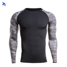 Реглан с длинными рукавами в стиле пэчворк с принтом Футболки Для мужчин сжатия запуск футболки быстросохнущая Топы тренажерные залы Фитнес ММА эластичная спортивная одежда