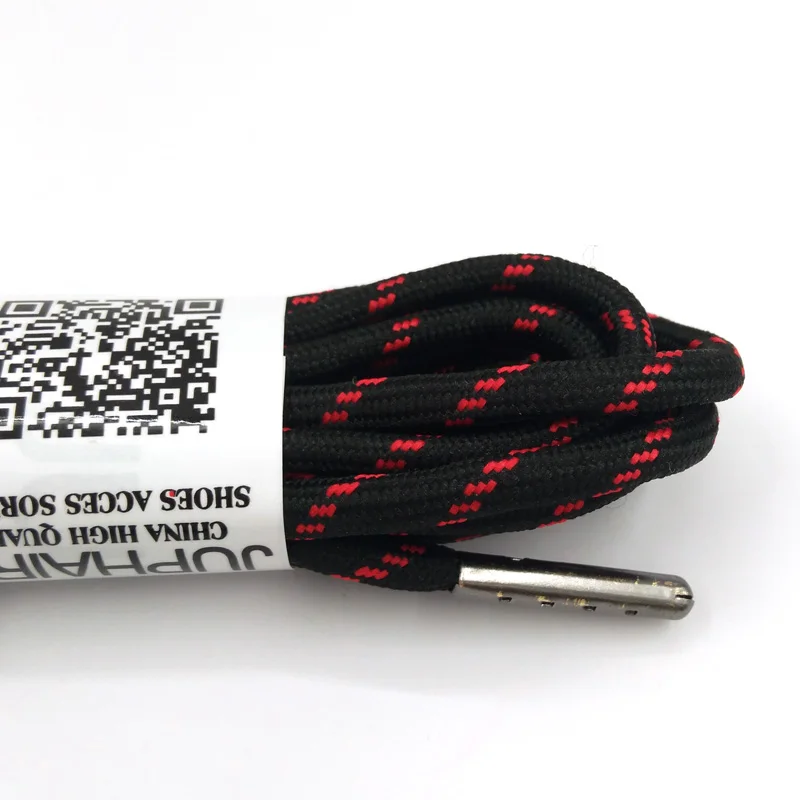 1-12 Pairs Black and Red Men Outdoor Sports Round Shoelaces Shoes Laces Boots Athletic Unisex Rope Athletic Metal Head Shoelaces