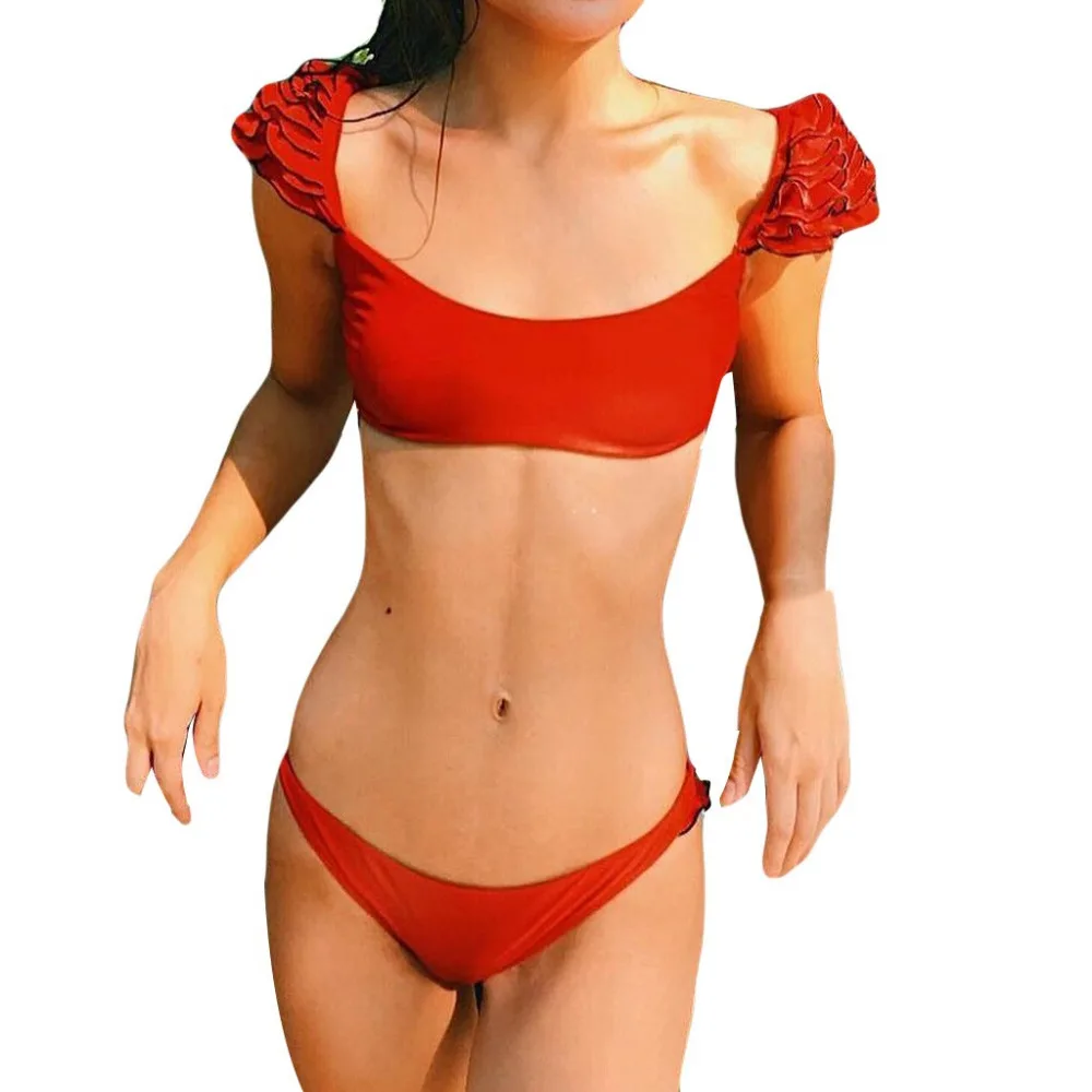 

New Swimwear Women 2019 Female Bathing Suit Ruffle Sexy Bikinis Set Women Tankini Set Brazilian Swimwear Print Swimsuit Push-Up
