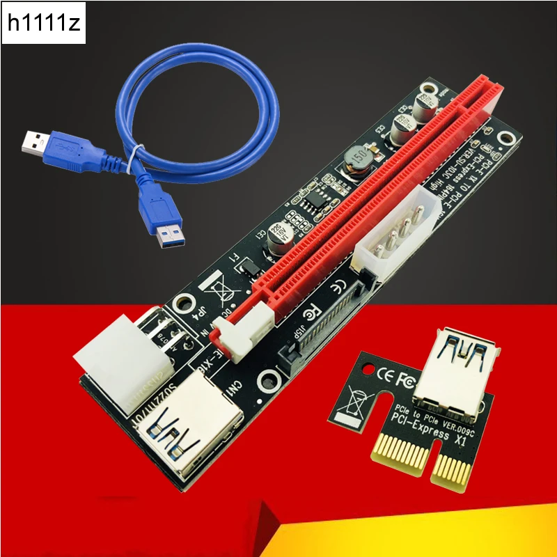 Riser Card PCI E 1x к 16x USB 3 0 кабель в 1 SATA 4Pin 6Pin блок питания для Antminer Биткоин Майнер машина