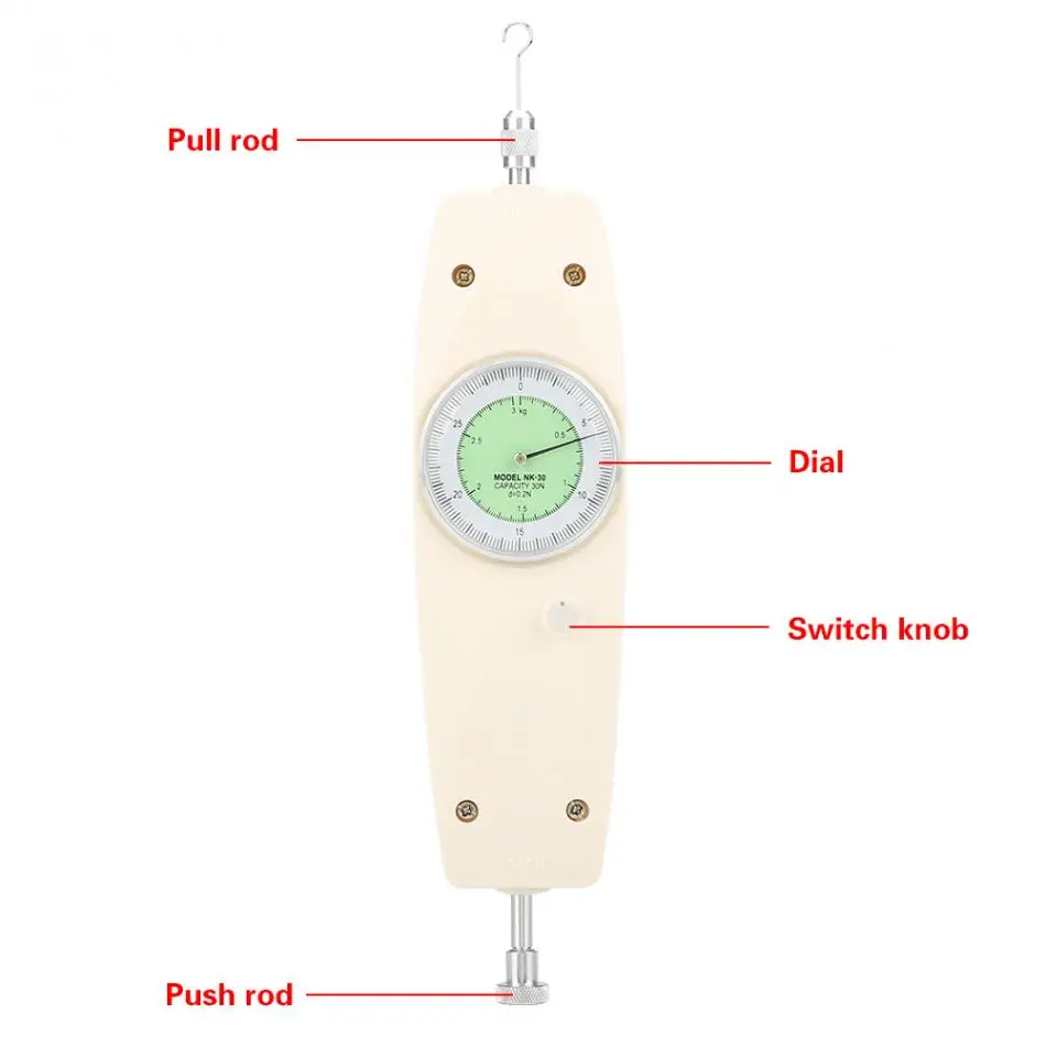 30N аналоговый динамометр Измерение силы измерительная аппаратура толкающий датчик силы Измеритель Измерение силы инструмент динамометр