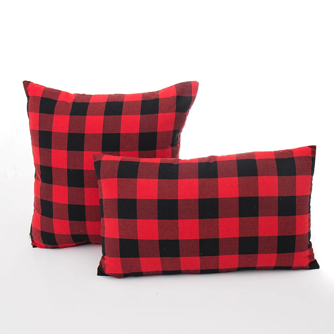 Mayitr Red Black Plaid Pillow Case Printed Cushion Cover Square Rectangle Throw Pillow Cover for Home Sofa Office Decoration