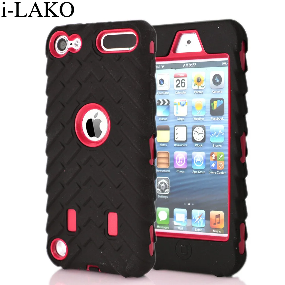 

50pcs/lot For iPod Touch 6 Tyre Tough Rugged Heavy Duty ShockProof PC+Soft Silicone Hard Case For iPod Touch 5