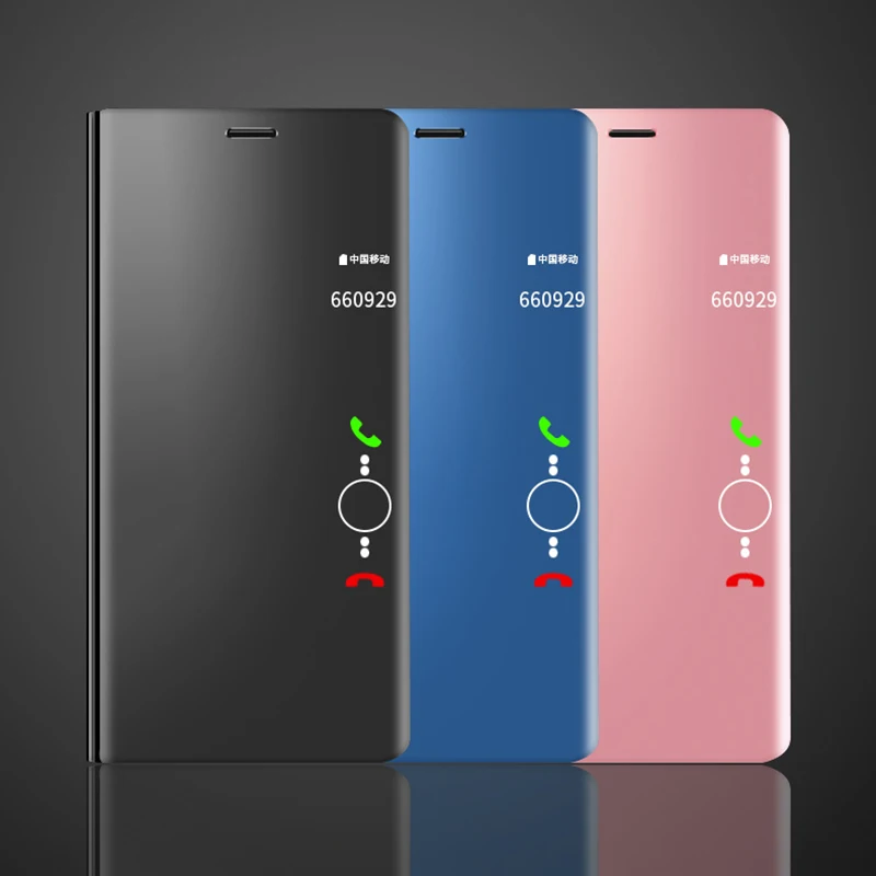 Умный флип чехол Urmwing Mirror View для Huawei P10Lite P8 P9Lite2017 P10 P10Plus Mate10 Mate9 прозрачный умный