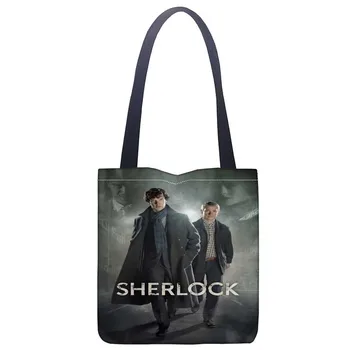 

New Sherlock printed canvas tote bag convenient shopping bag woman bag student bag Custom your image