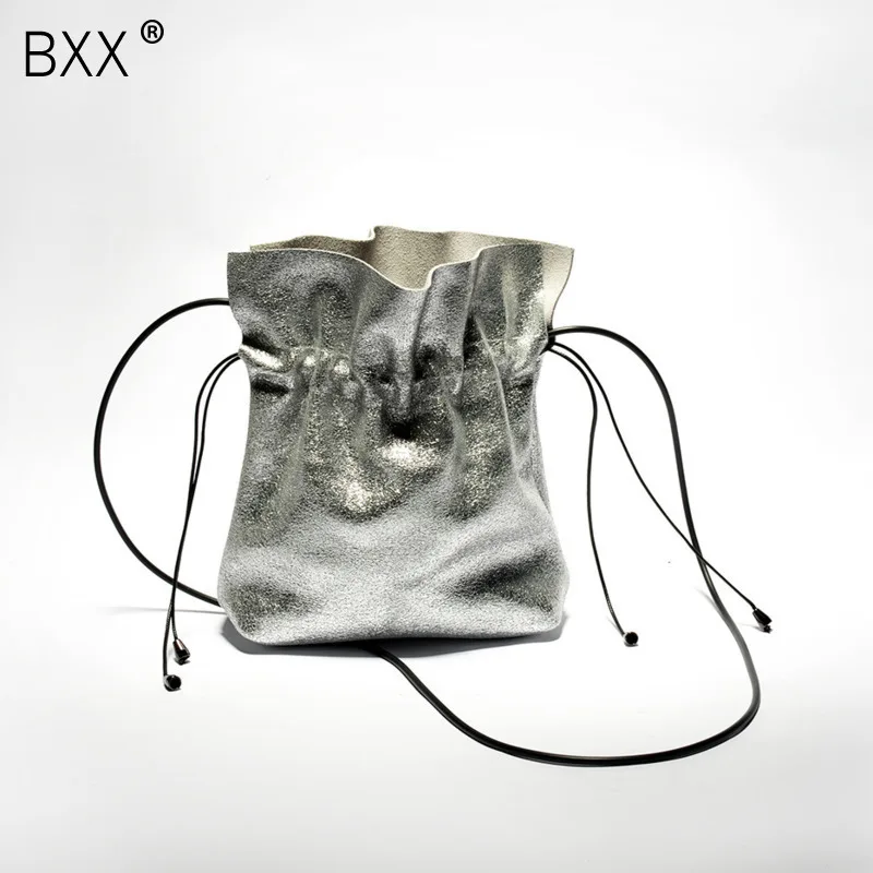 

[BXX] 2020 New Personality Synthetic Leather Handbag Concise Single Shoulder Messenger Large Capacity Bucket Package DA318