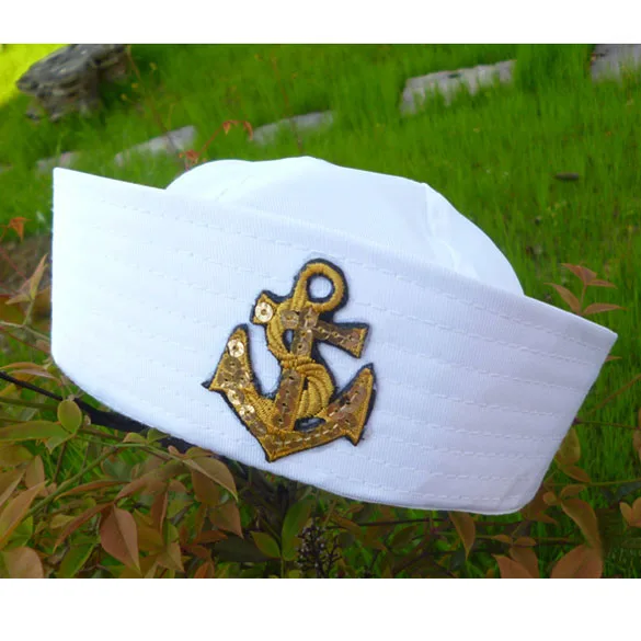 Белая шляпа моряка темно-синего цвета с якорем морской Doughboy Военная Кепка шляпа для взрослых детей matroos для нарядного платья - Цвет: For Children